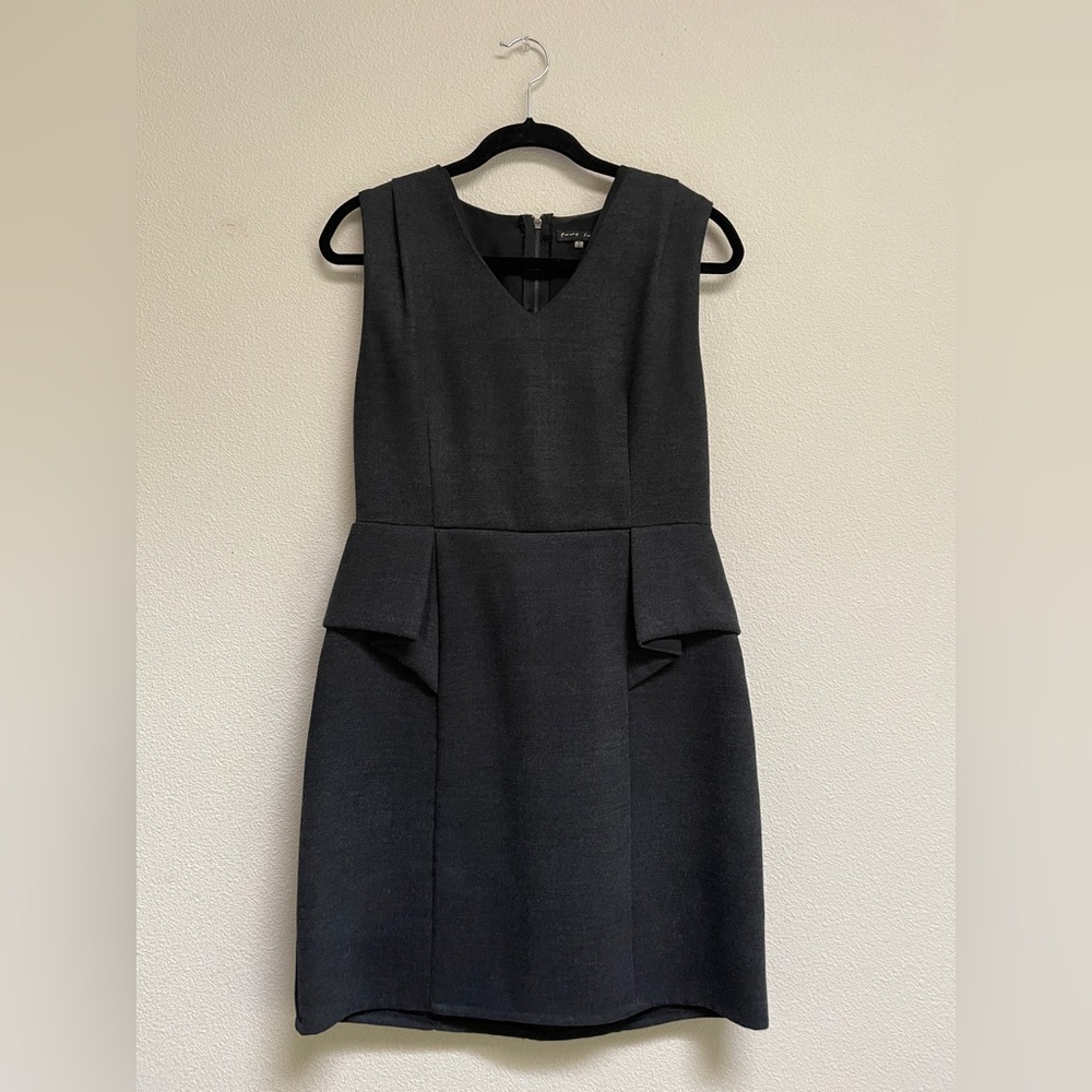 Pure Sugar Charcoal Grey Peplum Dress with Black Cage Back in Small